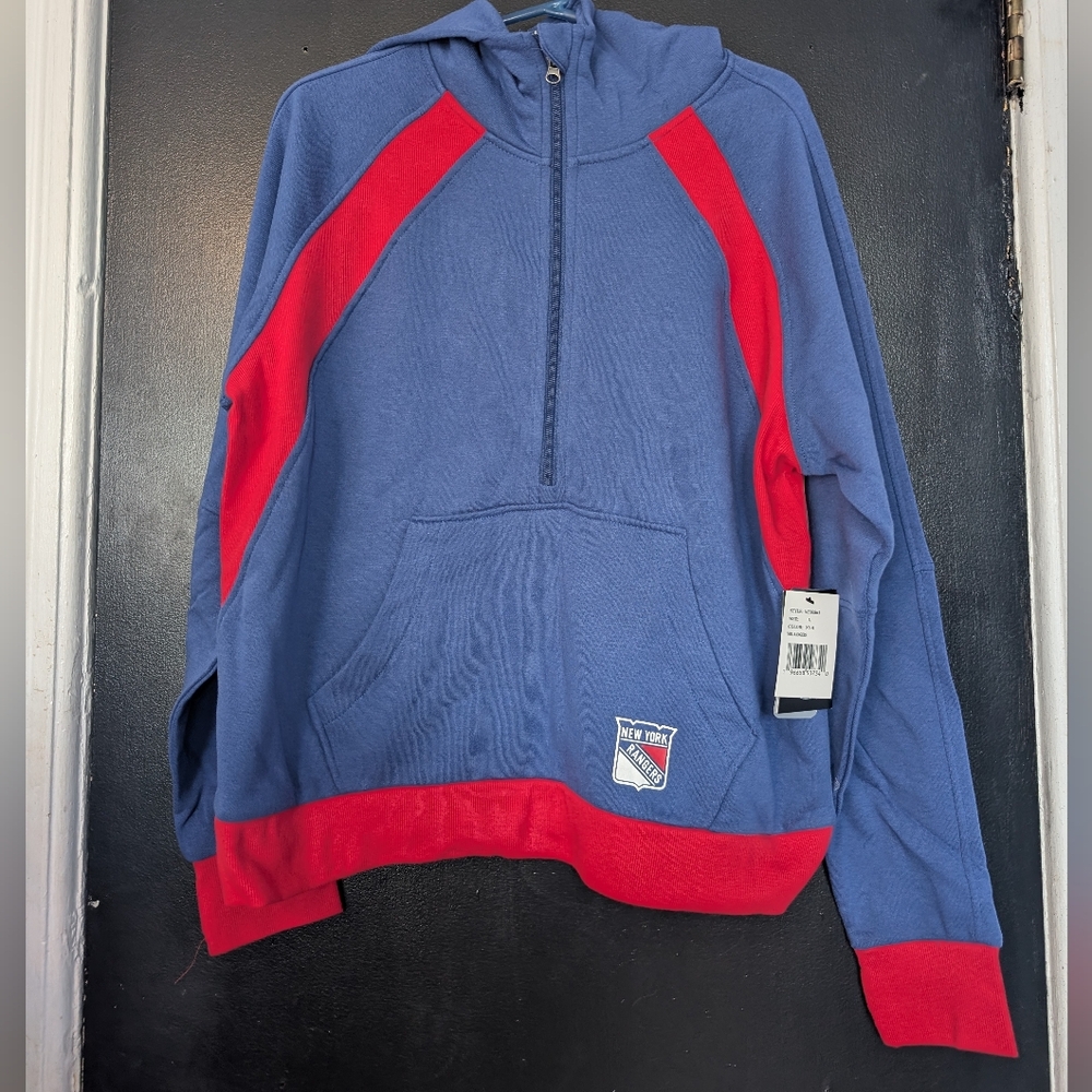 New York Rangers Sweatshirt Starter Women Half-Zip Hoodie BNWT